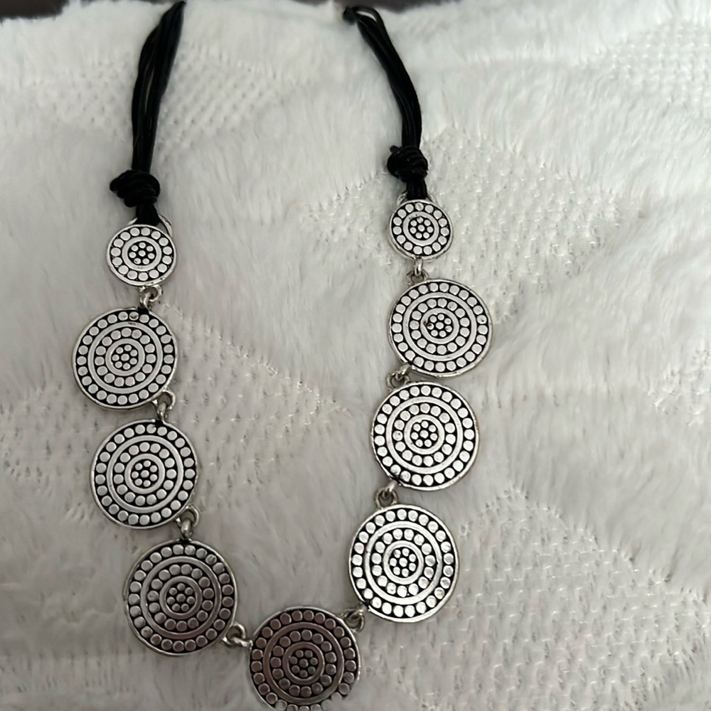 Leather and Silver necklace NWOT